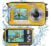 Appareil Photo Etanche Numérique Full HD 2.7K 48MP Camera Etanche pour la plongée en apnée Camera sous Marine à Double écran avec Retardateur et Zoom Numérique 16X