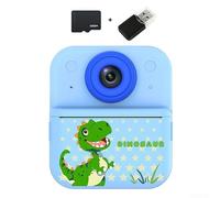 Appareil photo HD à impression instantanée pour enfants avec double objectif, sortie photo couleur, enregistrement 1080p, zoom numérique 16x, pour un jeu créatif adapté aux enfants (bleu + 32)
