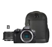 Appareil photo hybride Canon EOS R100 + RF-S 18-45mm F4.5-6.3 IS STM + sac à dos + carte SD
