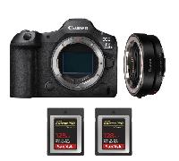 Appareil photo hybride Canon EOS R5 Mark II + EF-EOS R + 2 SanDisk 128GB Extreme PRO CFexpress Type B + Ebook 20 astuces pour des images qui claquent