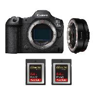 Appareil photo hybride Canon EOS R5 Mark II + EF-EOS R + 2 SanDisk 64GB Extreme PRO CFexpress Type B + Ebook 20 astuces pour des images qui claquent