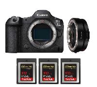 Appareil photo hybride Canon EOS R5 Mark II + EF-EOS R + 3 SanDisk 512GB Extreme PRO CFexpress Type B + Ebook 20 astuces pour des images qui claquent