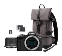 Appareil photo hybride Canon EOS R50, noir + objectif RF-S 18-45mm F4.5-6.3 IS STM + sac à dos + carte SD + batterie supplémentaire