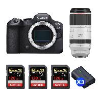 Appareil photo hybride Canon EOS R6 Mark II + RF 100-500mm f/4.5-7.1 L IS USM + 3 SanDisk 128GB Extreme PRO UHS-II + 3 Canon LP-E6NH + Ebook 20 astuces pour des images qui claquent