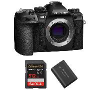 Appareil photo hybride OM System OM-1 Mark II + 1 SanDisk 512GB Extreme PRO UHS-II + 1 OM System BLX-1 + Ebook 20 astuces pour des images qui claquent