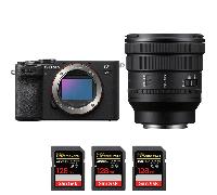 Appareil photo hybride Sony A7C II Noir + FE PZ 16-35mm f/4 G + 3 SanDisk 128GB Extreme PRO UHS-II + Ebook 20 astuces pour des images qui claquent
