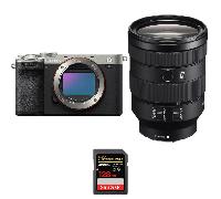 Appareil photo hybride Sony A7C II Silver + FE 24-105mm f/4 G OSS + 1 SanDisk 128GB Extreme PRO UHS-II + Ebook 20 astuces pour des images qui claquent