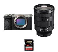 Appareil photo hybride Sony A7C II Silver + FE 24-105mm f/4 G OSS + 1 SanDisk 256GB Extreme PRO UHS-II + Ebook 20 astuces pour des images qui claquent
