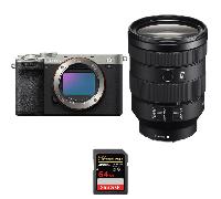 Appareil photo hybride Sony A7C II Silver + FE 24-105mm f/4 G OSS + 1 SanDisk 64GB Extreme PRO UHS-II + Ebook 20 astuces pour des images qui claquent