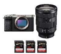 Appareil photo hybride Sony A7C II Silver + FE 24-105mm f/4 G OSS + 3 SanDisk 256GB Extreme PRO UHS-II + Ebook 20 astuces pour des images qui claquent