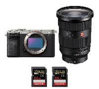Appareil photo hybride Sony A7C II Silver + FE 24-70mm f/2.8 GM II + 2 SanDisk 64GB Extreme PRO UHS-II + Ebook 20 astuces pour des images qui claquent