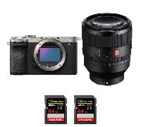 Appareil photo hybride Sony A7C II Silver + FE 50mm f/1.2 GM + 2 SanDisk 64GB Extreme PRO UHS-II + Ebook 20 astuces pour des images qui claquent