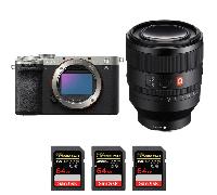 Appareil photo hybride Sony A7C II Silver + FE 50mm f/1.2 GM + 3 SanDisk 64GB Extreme PRO UHS-II + Ebook 20 astuces pour des images qui claquent