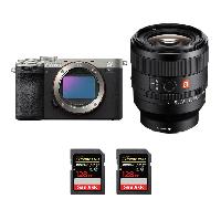 Appareil photo hybride Sony A7C II Silver + FE 50mm f/1.4 GM + 2 SanDisk 128GB Extreme PRO UHS-II + Ebook 20 astuces pour des images qui claquent