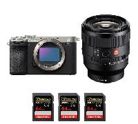 Appareil photo hybride Sony A7C II Silver + FE 50mm f/1.4 GM + 3 SanDisk 64GB Extreme PRO UHS-II + Ebook 20 astuces pour des images qui claquent