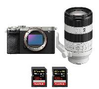 Appareil photo hybride Sony A7C II Silver + FE 70-200mm f/4 Macro G OSS II + 2 SanDisk 128GB Extreme PRO UHS-II + Ebook 20 astuces pour des images qui claquent