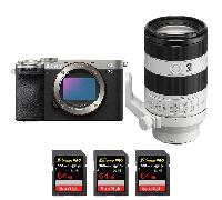 Appareil photo hybride Sony A7C II Silver + FE 70-200mm f/4 Macro G OSS II + 3 SanDisk 64GB Extreme PRO UHS-II + Ebook 20 astuces pour des images qui claquent