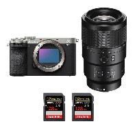 Appareil photo hybride Sony A7C II Silver + FE 90mm f/2.8 Macro G OSS + 2 SanDisk 128GB Extreme PRO UHS-II + Ebook 20 astuces pour des images qui claquent