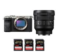 Appareil photo hybride Sony A7C II Silver + FE PZ 16-35mm f/4 G + 3 SanDisk 256GB Extreme PRO UHS-II + Ebook 20 astuces pour des images qui claquent