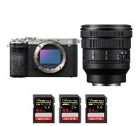 Appareil photo hybride Sony A7C II Silver + FE PZ 16-35mm f/4 G + 3 SanDisk 64GB Extreme PRO UHS-II + Ebook 20 astuces pour des images qui claquent