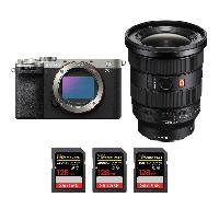 Appareil photo hybride Sony A7CR Silver + FE 16-35mm f/2.8 GM II + 3 SanDisk 128GB Extreme PRO UHS-II + Ebook 20 astuces pour des images qui claquent