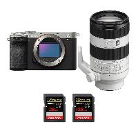 Appareil photo hybride Sony A7CR Silver + FE 70-200mm f/4 Macro G OSS II + 2 SanDisk 128GB Extreme PRO UHS-II + Ebook 20 astuces pour des images qui claquent