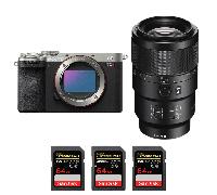 Appareil photo hybride Sony A7CR Silver + FE 90mm f/2.8 Macro G OSS + 3 SanDisk 64GB Extreme PRO UHS-II + Ebook 20 astuces pour des images qui claquent