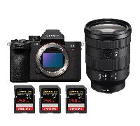Appareil photo hybride Sony A7R V + FE 24-105mm f/4 G OSS + 3 SanDisk 256GB Extreme PRO UHS-II + Ebook 20 astuces pour des images qui claquent