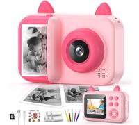 Appareil Photo Instantané,2.4" Écran Appareil Photo Enfant avec Papier d'impression et Carte 32GB& 5 Roll Papier d'impression 1080 Appareil Photo jetable Cadeaux pour Garçons Filles de 3 à 12 Ans