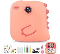 Appareil Photo Instantané Enfant, 1080P Appareil Photo Instantané avec Carte de 32 Go, Papier d'impression*2 et Autocollants, Cadeaux de Noël pour Les Enfants de 3 à 12 Ans (Rose)
