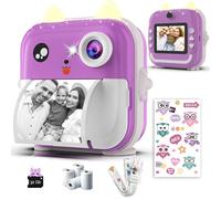 Appareil Photo Instantané Enfant - 1080P HD, 48MP, Carte 32G, Bluetooth, Application Gratuite, 4 Rouleaux Papier Fournis, Autocollants, Filtres Rigolos - Appareil Photo Enfant 3-12 Ans