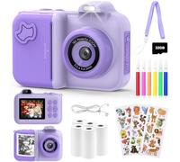 Appareil Photo Instantané Enfant, 2.4" Écran 12 MP Appareil Photo Numérique Enfant 5 Roll Papier d'impression, Carte 32GB, Mode Selfie, 1080P HD Video, Cadeau Jouet pour Filles Garçon 3-14 Ans, Violet