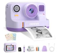 Appareil Photo Instantané Enfant Cadeau Jouet Fille Garçon 3-12 Ans, AWANFI Caméra Numérique Vidéo 1080P Carte 32GB avec 3 Rouleaux de Papier et Impression APP Bluetooth