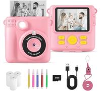Appareil Photo Instantané Enfants, 1080P HD Appareils Photo Numériques Instantanés, 2.4'' Écran Appareil Photo Enfants avec Papier d'impression & Carte 32GB, Cadeau pour Filles Garçons 3-12 Ans