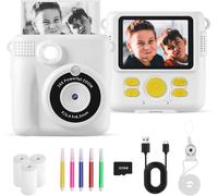 Appareil Photo Instantané Enfants, 1080P HD Appareils Photo Numériques Instantanés, 2.4'' Écran Appareil Photo Enfants avec Papier d'impression & Carte 32GB, Cadeau pour Filles Garçons 3-12 Ans