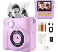 Appareil Photo Instantané Enfants, 1080P HD Appareils Photo Numériques Instantanés, 2.4'' Écran Appareil Photo Enfants avec Papier d'impression & Carte 32GB, Cadeau pour Filles Garçons 3-12 Ans