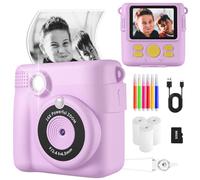 Appareil Photo Instantané Enfants, 1080P HD Appareils Photo Numériques Instantanés, 2.4'' Écran Appareil Photo Enfants avec Papier d'impression & Carte 32GB, Cadeau pour Filles Garçons 3-12 Ans