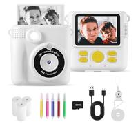 Appareil Photo Instantané Enfants, 1080P HD Appareils Photo Numériques Instantanés, 2.4'' Écran Appareil Photo Enfants avec Papier d'impression & Carte 32GB, Cadeau pour Filles Garçons 3-12 Ans
