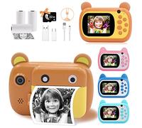 Appareil Photo instantané pour Enfants - Appareil Photo numérique pour Enfants avec Zoom 6X - 24 M Pixels - Double Objectif et enregistreur vidéo 1080p - Cadeau pour garçons et Filles (Marron)