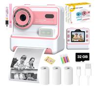 Appareil photo instantané pour enfants HDeye - 1080P Dual Cam, impression thermique, 32GB, 1200mAh, autocollant DIY