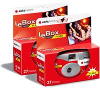 Appareil Photo Jetable LeBox Flash, 27 Photos, Objectif Optique 31 mm Gris et Rouge