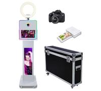 Appareil photo miroir avec écran LCD divisé de 73,6 cm, anneau lumineux et lumière de remplissage RVB, écran tactile de 15,6" pour fêtes, mariages, événements (machine + appareil photo + mini