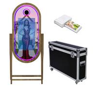 Appareil photo miroir magique de 152,4 cm avec écran tactile de 81,3 cm, support pour selfie, cadre lumineux RVB et étui de vol pour événement, location, fête de mariage (machine + mini imprimante)