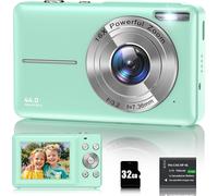 Appareil Photo Numérique 1080P Appareil Photo 44 MP Appareil Photo Compact Portable avec Écran LCD 2,4"", Zoom Numérique 16X, Carte Mémoire Micro 32 G, 1 Batterie pour Adolescents, Étudiants-Noir