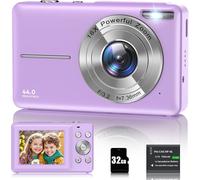 Appareil Photo Numérique 1080P Appareil Photo 44 MP Appareil Photo Compact Portable avec Écran LCD 2,4"", Zoom Numérique 16X, Carte Mémoire Micro 32 G, 1 Batterie pour Adolescents, Étudiants-Rose