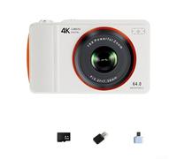 Appareil photo numérique, 4 K 64 MP HD rétro CCD zoom 16x Autofocus écran 6,1 cm pour étudiants, photographie, voyage, vlogging (blanc, 32 Go)