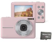 INF Appareil photo numérique 44MP/1080P avec zoom 16X, illumination et carte 32 Go Rose