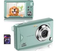 Appareil photo numérique 48 MP 1080P Full HD, carte TF 32 Go, écran 3,0", appareil photo compact portable avec zoom numérique 16x, enregistrement vidéo 4K Ultra HD (vert)