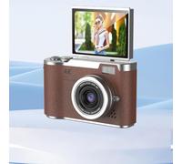 Appareil photo numérique, 48 MP 4K, écran à rabat compact, point-and-shoot, double objectif avant et arrière, anti-secousses pour étudiants débutants Vlog (marron, 32G)