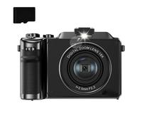 Appareil photo numérique 48 MP 4K, zoom numérique 18x, lumière de remplissage intégrée, anti-tremblement, mise au point automatique, double caméra avec carte TF de 32 Go (noir)